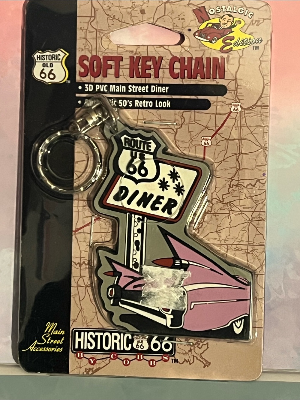 Route 66 Pink Diner Soft Key Chain by